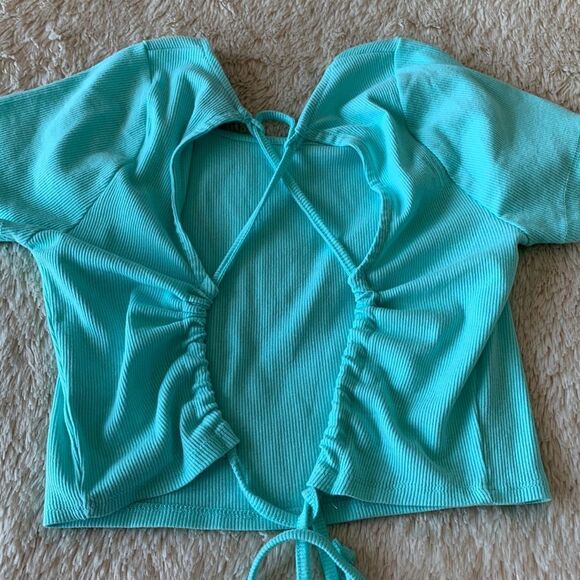 Wild fable light blue open back crop top - Picture 7 of 16